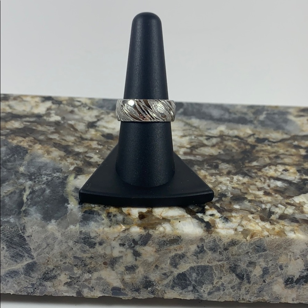 Men’s 8mm stainless steel wood effect band sz 8